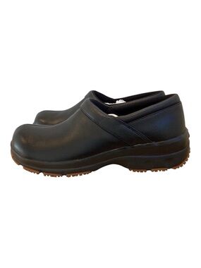 Dickies Womens Professional Black Leather Slip-On Clogs lightweight in 8.5
